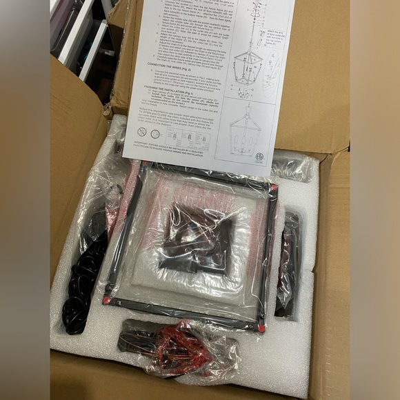 4-Light Lantern Pendant Light, BLACK - Picture 8 of 8